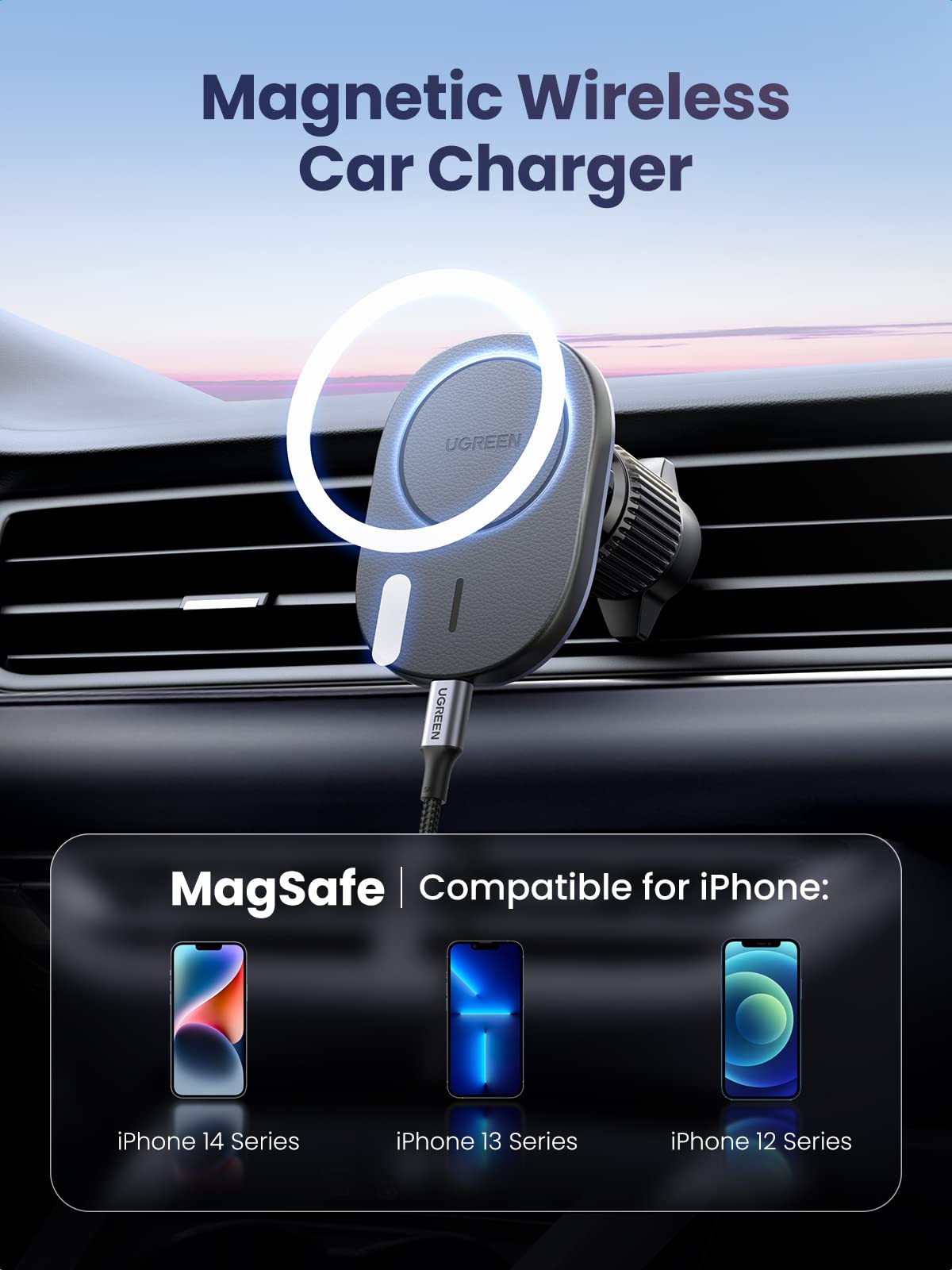 UGREEN Magsafe Wireless Car Charger Mount, Magsafe Car Phone Holder Wi –  UGREEN-NZL